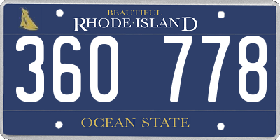 RI license plate 360778