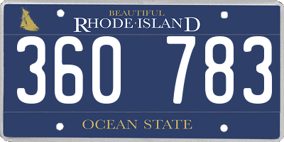 RI license plate 360783