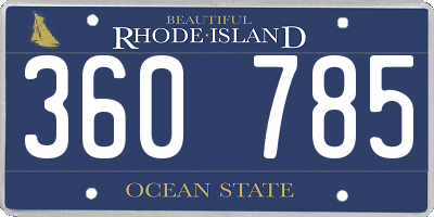 RI license plate 360785