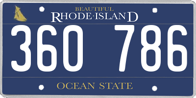 RI license plate 360786