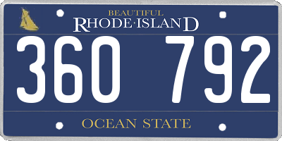 RI license plate 360792