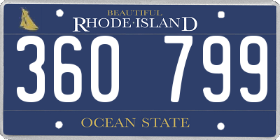 RI license plate 360799