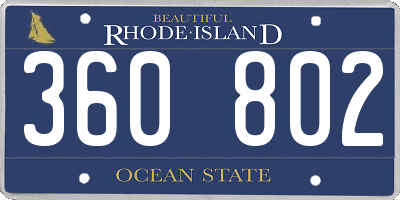 RI license plate 360802