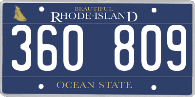 RI license plate 360809