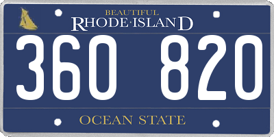 RI license plate 360820