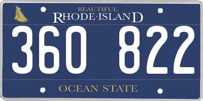 RI license plate 360822