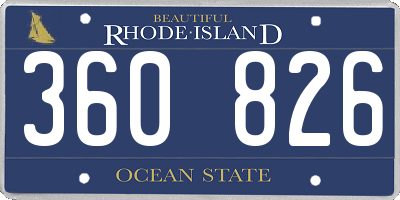 RI license plate 360826