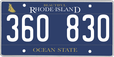 RI license plate 360830