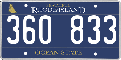 RI license plate 360833