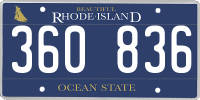 RI license plate 360836