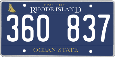 RI license plate 360837
