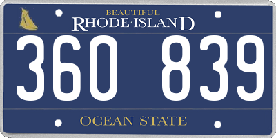 RI license plate 360839