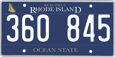 RI license plate 360845