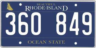 RI license plate 360849