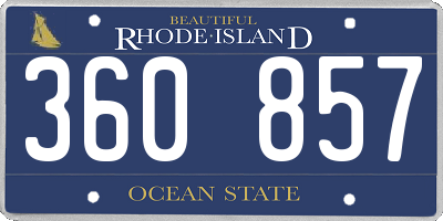 RI license plate 360857