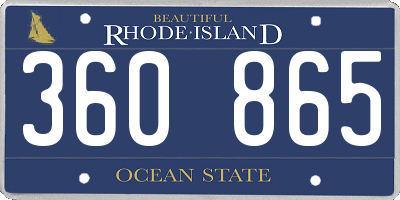 RI license plate 360865