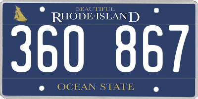 RI license plate 360867