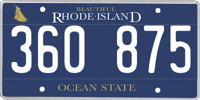 RI license plate 360875