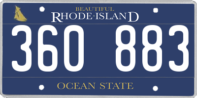 RI license plate 360883