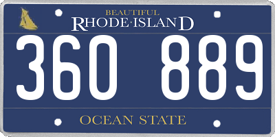 RI license plate 360889