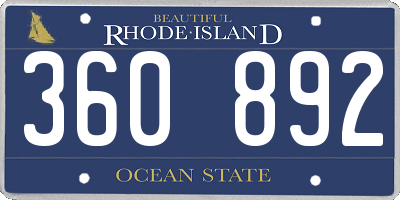 RI license plate 360892