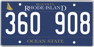 RI license plate 360908
