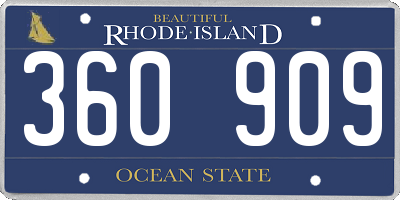 RI license plate 360909