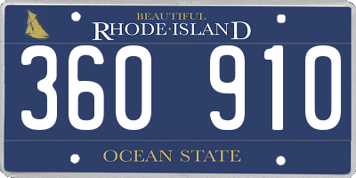 RI license plate 360910