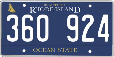 RI license plate 360924