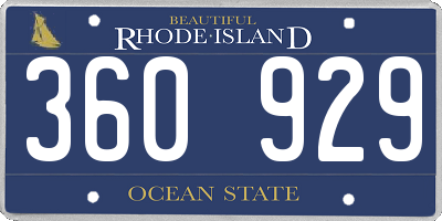 RI license plate 360929
