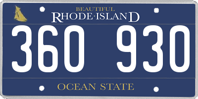 RI license plate 360930