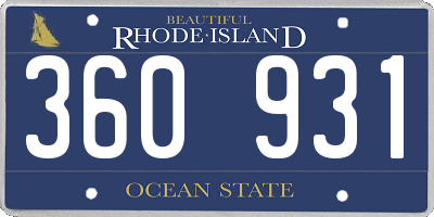 RI license plate 360931