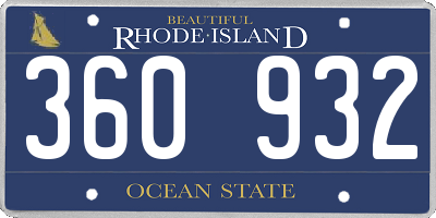 RI license plate 360932