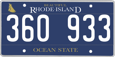 RI license plate 360933