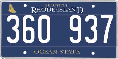 RI license plate 360937