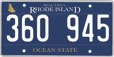 RI license plate 360945