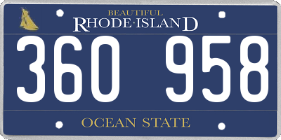 RI license plate 360958