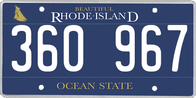 RI license plate 360967