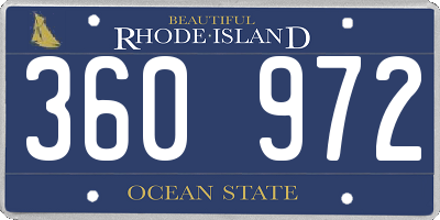 RI license plate 360972