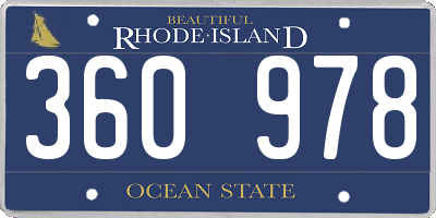 RI license plate 360978