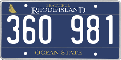 RI license plate 360981