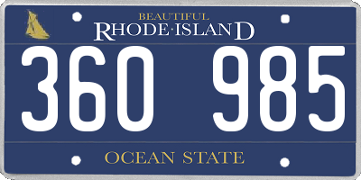 RI license plate 360985