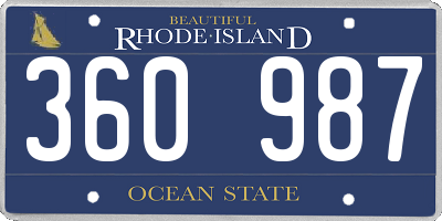 RI license plate 360987