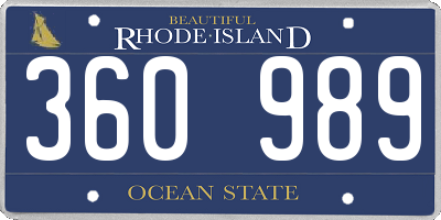 RI license plate 360989