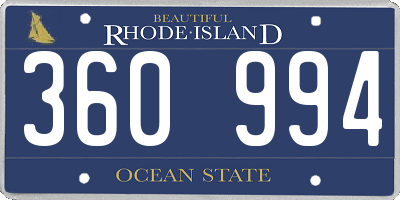 RI license plate 360994