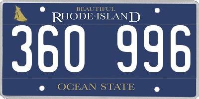 RI license plate 360996