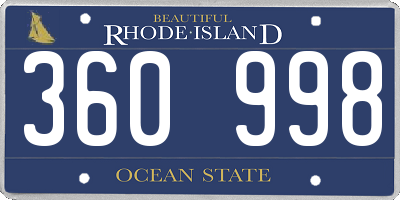 RI license plate 360998