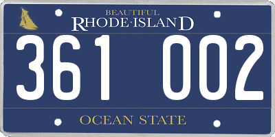 RI license plate 361002