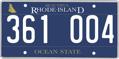 RI license plate 361004