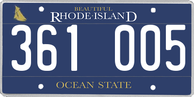 RI license plate 361005